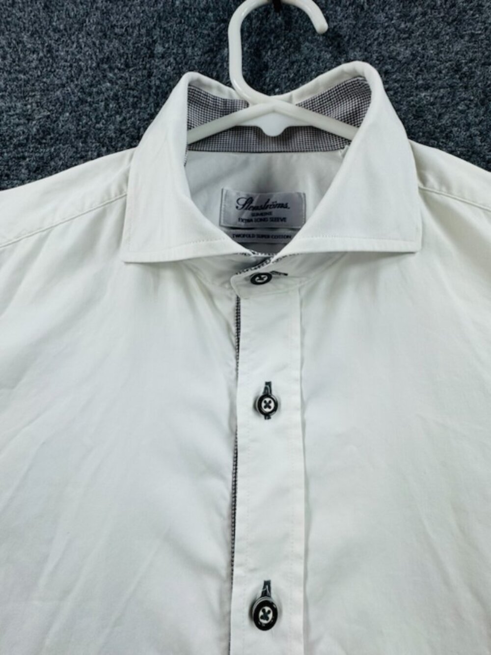 Stenstroms 15.75 White Slimline Twofold Super Extra Long Sleeve Cotton Solid